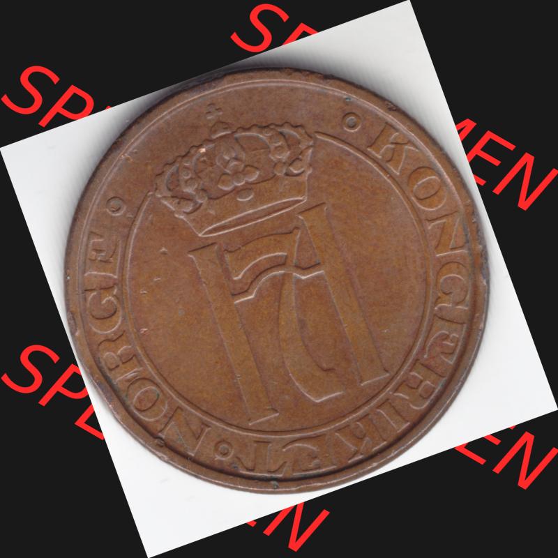 Münzen Norwegen Umlaufmünze 1941-1945 5 Öre 1941, Bild mit Rückseite der norwegischen Münze als Bildmaterial, des Bildes zur deiner Nutzung Sammlung