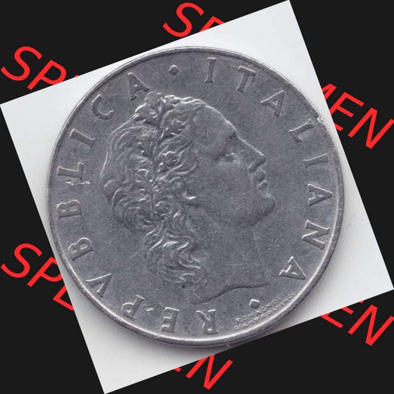 Münzen Italien Umlaufmünze 1954-1989, 50 Lire Kursmünze 1956. Rückseite der alten italienischen Münze aus Italien in der italienischen Lira-Währung zum katalogisieren... Sammlung