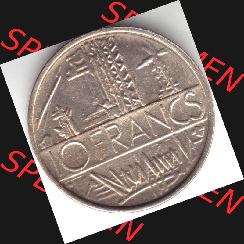 Münze Frankreich 1973, 10 Francs. Rückseite der alten französischen Umlaufmünze aus Frankreich in der Francs-Währung zum katalogisieren und verwalten im Münzen-Katalog... Sammlung
