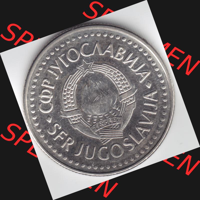 Münzen Jugoslawien Umlaufmünze 1985, 50 Dinara, Dinarjev, Bild mit Rückseite der Münze als Bildmaterial Sammlung