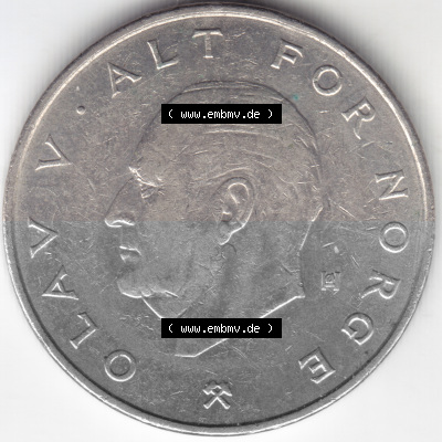 Münzen Norwegen Umlaufmünze 1974-1991, 1 Krone, Kronen 1981, Bild mit Rückseite der norwegischen Münze als Bildmaterial, des... Sammlung