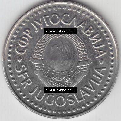 Münzen Jugoslawien Umlaufmünze 1985, 100 Dinara, Dinarjev, Bild mit Rückseite der Münze als Bildmaterial Sammlung