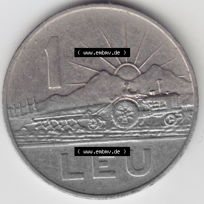 Münzen Rumänien Umlaufmünze 1966, 1 Leu, Bild mit Vorderseite der Münze als Bildmaterial Sammlung