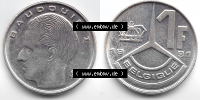 Münzen Belgien Umlaufmünze 1991 (3) Sammlung