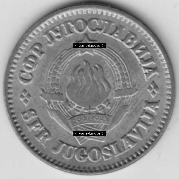 Grau bzw. s/w Münzen Jugoslawien Umlaufmünze 1965-1981, 50 Para 1978, Bild mit Vorderseite der Münze zum Download Sammlung Graustufen