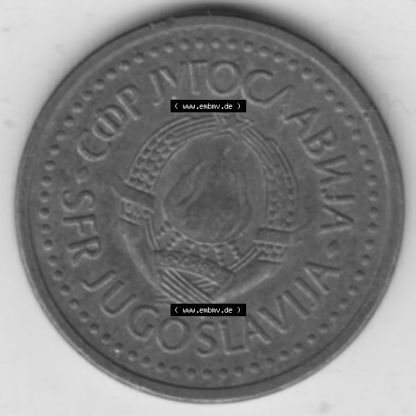 Grau bzw. s/w Münzen Jugoslawien Umlaufmünze 1982-1984, 50 Para 1982, Bild mit Vorderseite der Münze als Bildmaterial Sammlung Graustufen