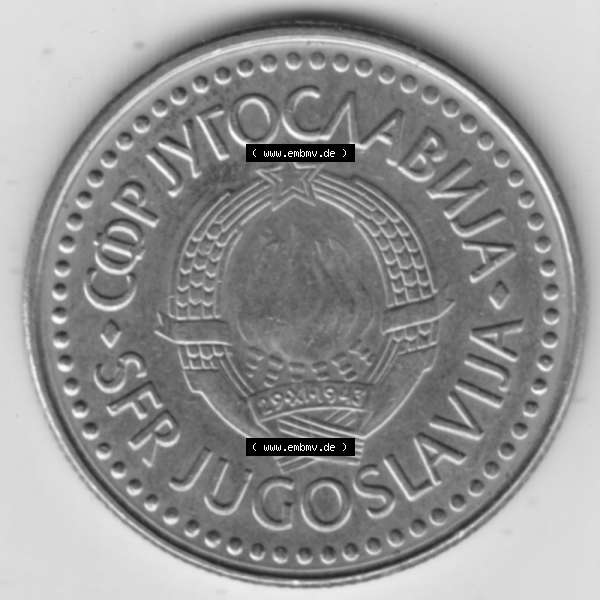 Grau bzw. s/w Münzen Jugoslawien Umlaufmünze 1985-1988, 100 Dinar 1988, Bild mit Vorderseite der Münze als Bildmaterial Sammlung Graustufen