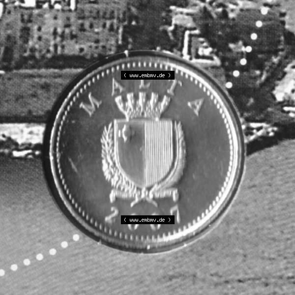 Grau bzw. s/w Münzen Malta Umlaufmünze 1991-2007, 10 Cent 2007, Vorderseite Sammlung Graustufen