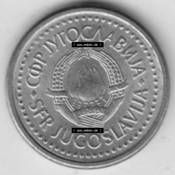 Grau bzw. s/w Münzen Jugoslawien Umlaufmünze 1990-1991, 10 Para 1990, Bild mit Vorderseite der Münze als Bildmaterial Sammlung Graustufen