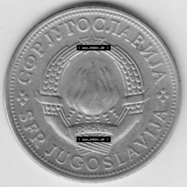 Grau bzw. s/w Münzen Jugoslawien Umlaufmünze 1971-1981, 5 Dinar 1972, Bild mit Vorderseite der Münze als Bildmaterial Sammlung Graustufen