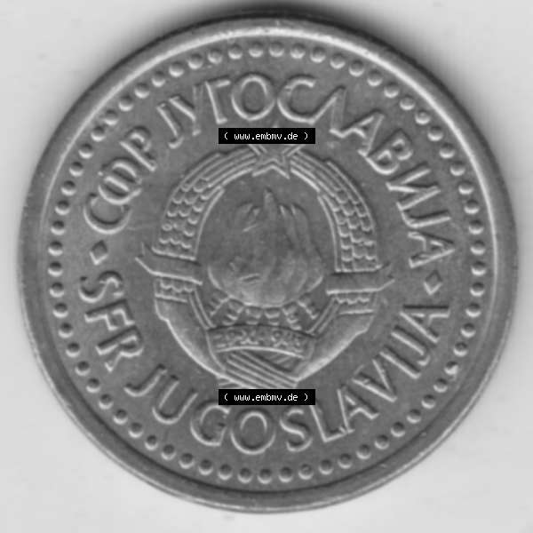 Grau bzw. s/w Münzen Jugoslawien Umlaufmünze 1990-1991, 50 Para 1990, Bild mit Vorderseite der Münze als Bildmaterial Sammlung Graustufen
