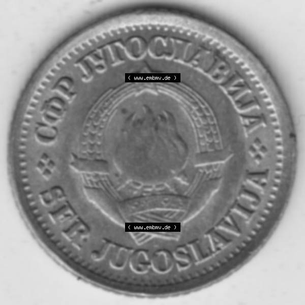Grau bzw. s/w Münzen Jugoslawien Umlaufmünze 1965-1981, 5 Para 1975, Bild mit Vorderseite der Münze zum Download Sammlung Graustufen