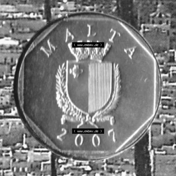 Grau bzw. s/w Münzen Malta Umlaufmünze 1991-2007, 50 Cent 2007, Vorderseite Sammlung Graustufen