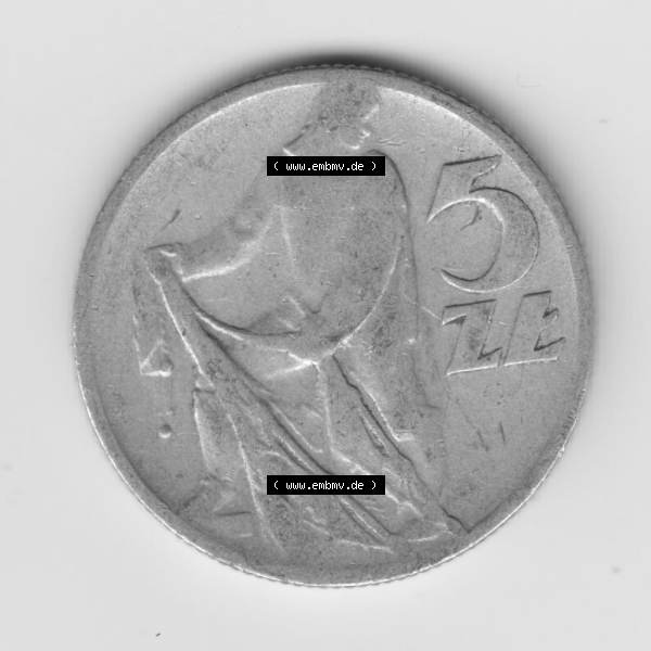 Grau bzw. s/w Münzen Polen Umlaufmünze 1958-1974, 5 Zlotych 1958 (2) Sammlung Graustufen