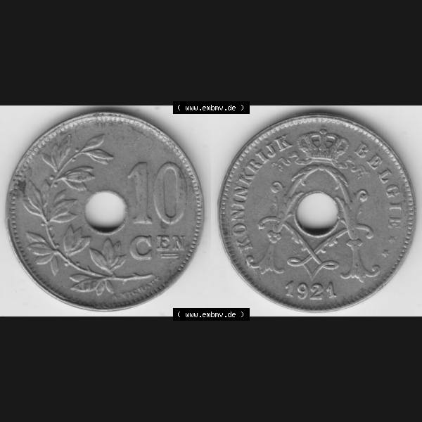 Grau bzw. s/w Münzen Belgien Umlaufmünze 1920-1930, 10 Cen, Centimes, Koninkrijk Belgie. Vorderseite und Rückseite horizontal auf einen digitalen Bild der alten belgischen Francs... Sammlung Graustufen