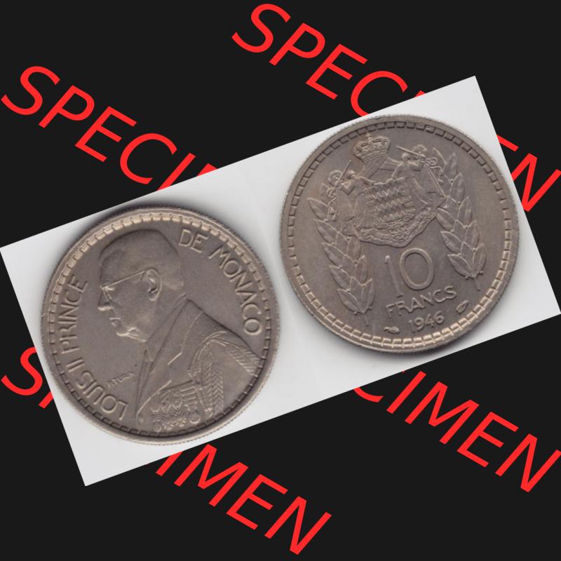 Münzen Monaco Umlaufmünze 1946-1946, 10 Fr, Francs, Franken, Louis II Prince de Monaco (3) Sammlung