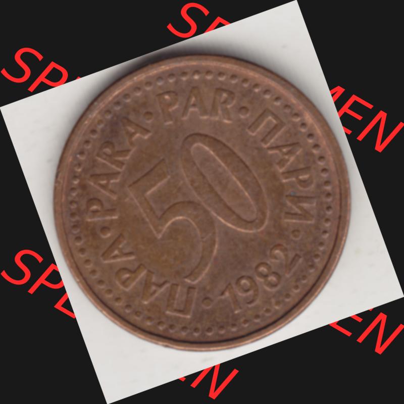 Münzen Jugoslawien Umlaufmünze 1982-1984, 50 Para 1982, Bild mit Rückseite der Münze als Bildmaterial Sammlung