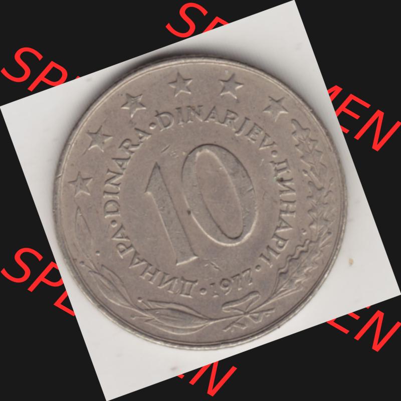 Münzen Jugoslawien Umlaufmünze 1976-1981, 10 Dinar 1977, Bild mit Rückseite der Münze als Bildmaterial Sammlung