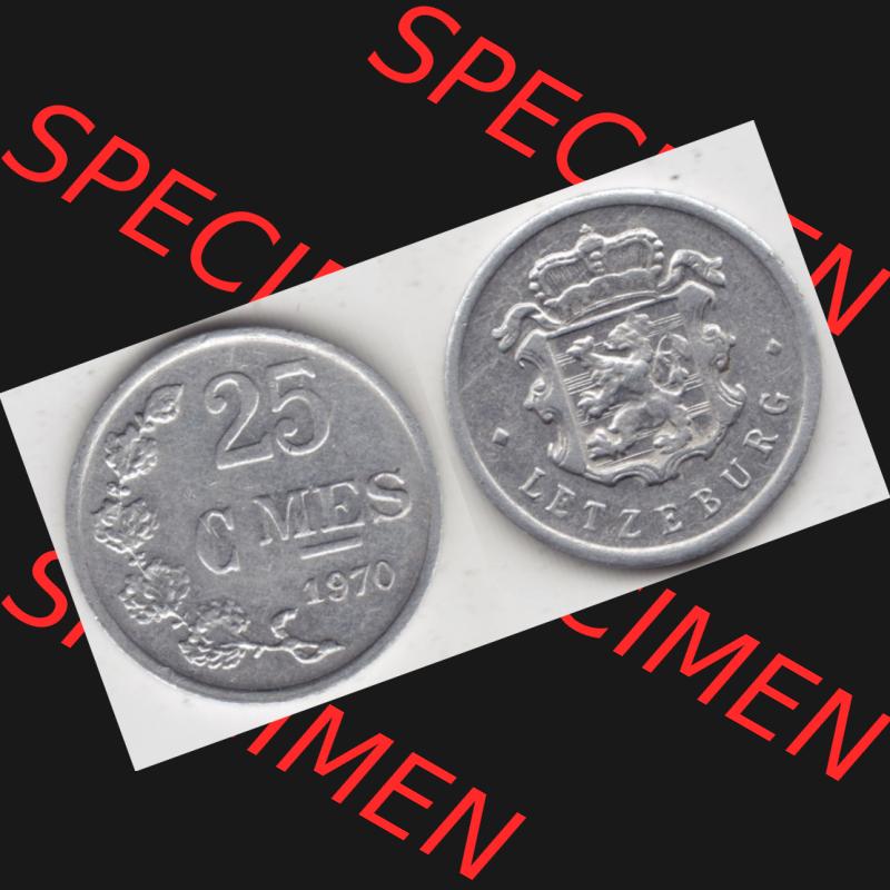 Münzen Luxemburg Umlaufmünze 1954-1972, 25 Centimes - C-MES 1970 I., Bild mit Vollansicht Sammlung
