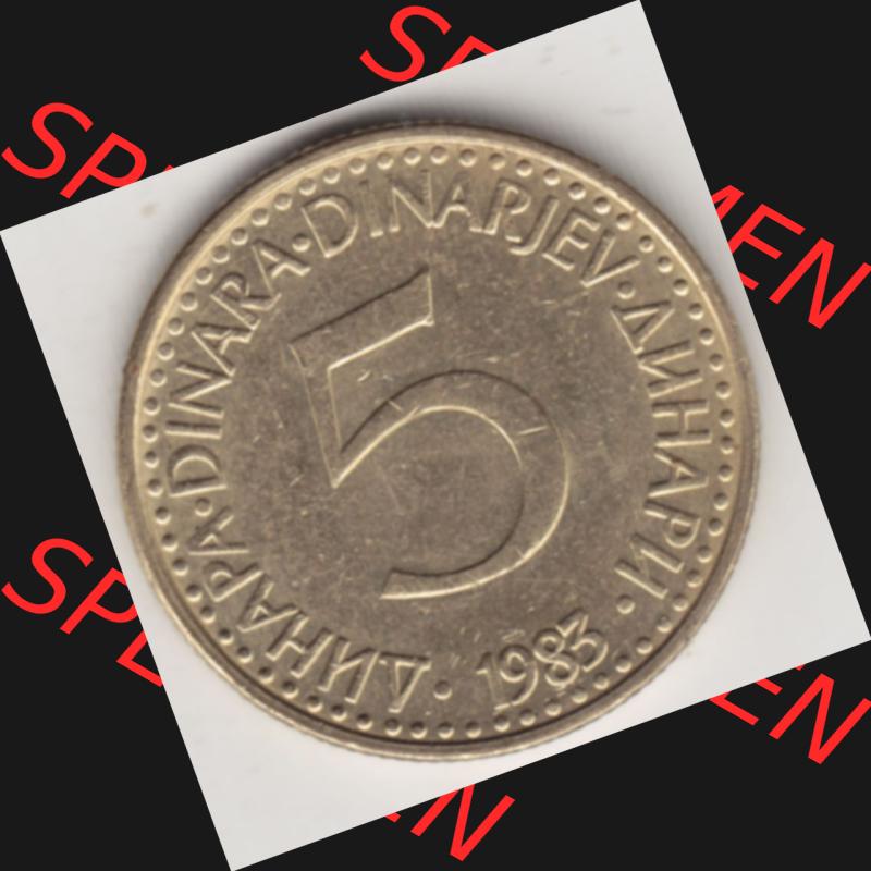 Münzen Jugoslawien Umlaufmünze 1982-1986, 5 Dinar 1983, Bild mit Rückseite der Münze als Bildmaterial Sammlung