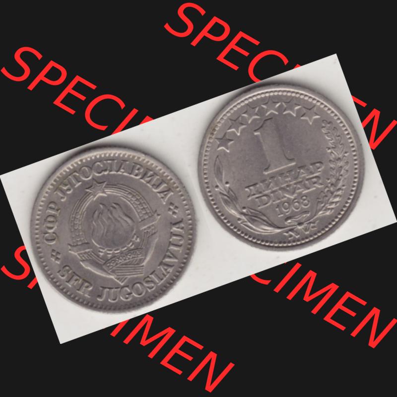 Münzen Jugoslawien Umlaufmünze 1968-1968, 1 Dinar 1968, Bild mit Vollansicht zum Download Sammlung