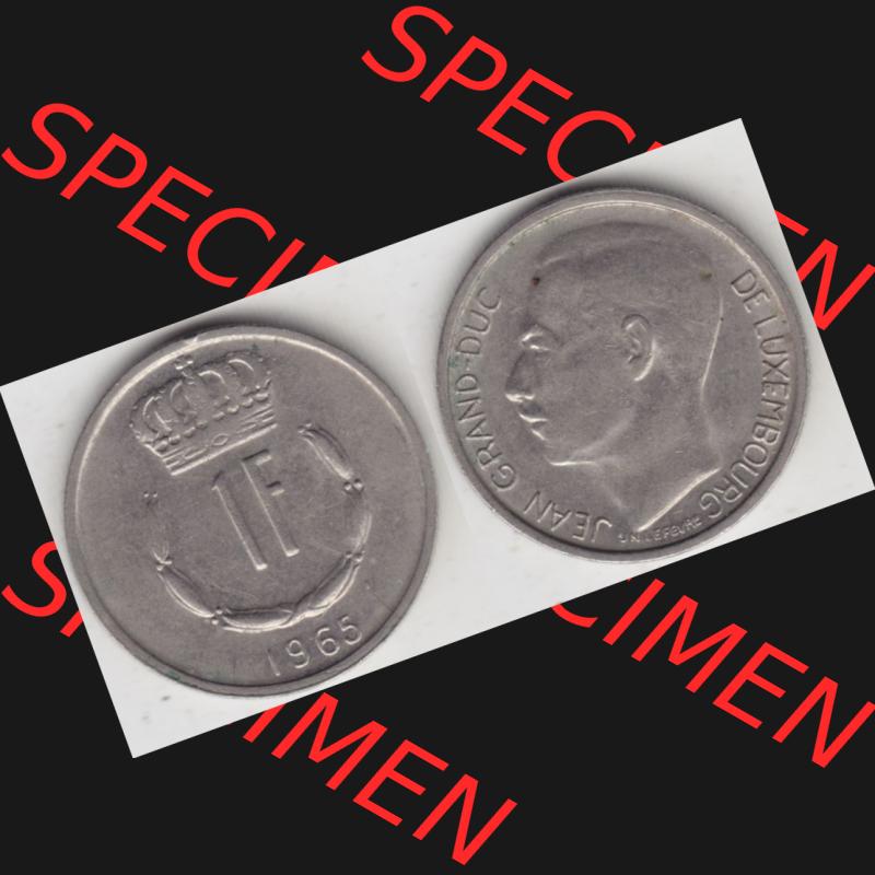 Münzen Luxemburg Umlaufmünze 1965-1984, 1 Franken - Francs 1965, Bild mit Vollansicht Sammlung