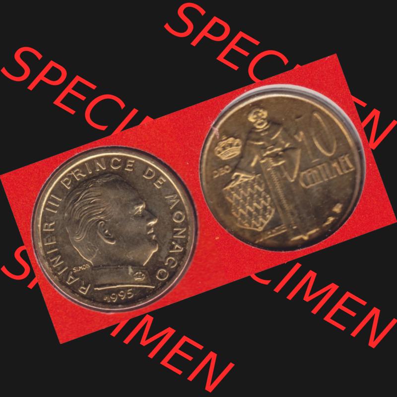 Münzen Monaco Umlaufmünze 1962-1995, 10 Centimes 1995 (3) Sammlung