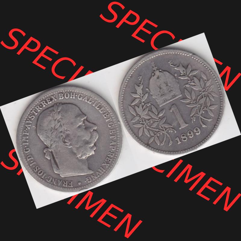 Münzen Österreich Umlaufmünze 1892-1907, 1 Krone Franz Joseph I. 1899, Münze aus Österreich mit Münzseiten Horizontal / Nebeneinander auf einen Bild... Sammlung