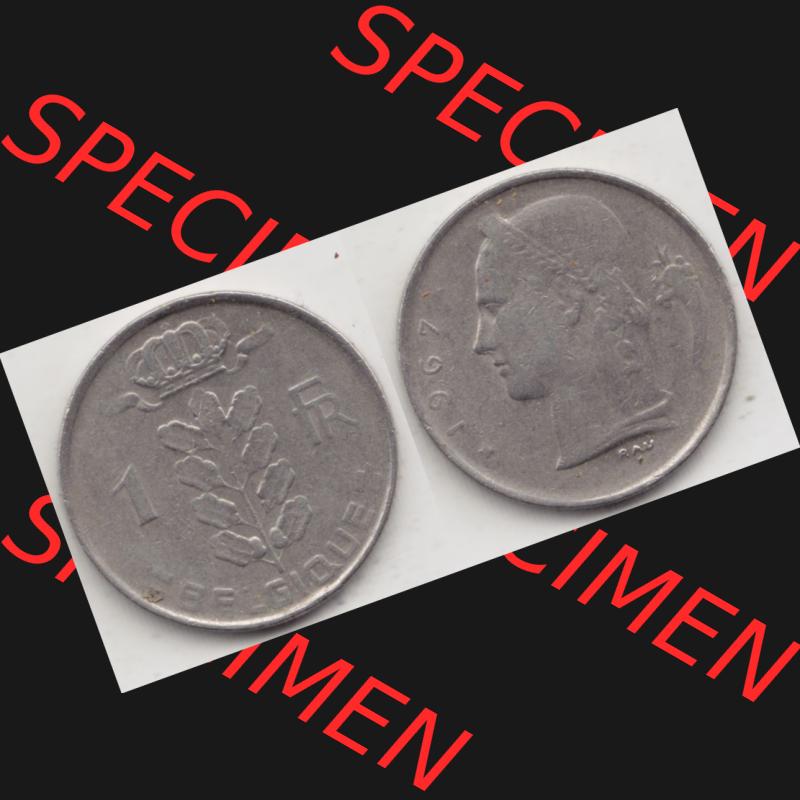 Münzen Belgien Umlaufmünze 1950-1988, 1 Francs-Franken 1967 Belgique. Vorderseite und Rückseite horizontal auf einen digitalen Bild der alten belgischen Francs Umlaufmünze... Sammlung