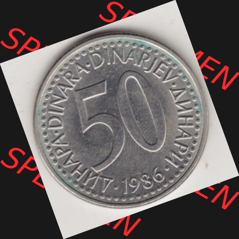 Münzen Jugoslawien Umlaufmünze 1985-1988, 50 Dinar 1986, Bild mit Rückseite der Münze als Bildmaterial Sammlung