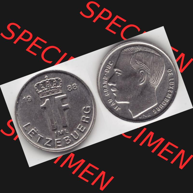 Münzen Luxemburg Umlaufmünze 1988-1995, 1 Franken - Francs 1988, Bild mit Vollansicht Sammlung
