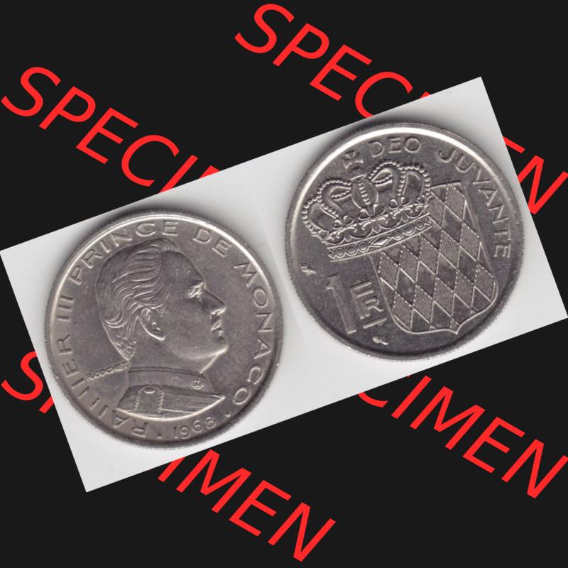 Münzen Monaco Umlaufmünze 1960-1995, 1 Fr, Franc, Franken Rainier III Prince de Monaco I. 1968 (3) Sammlung