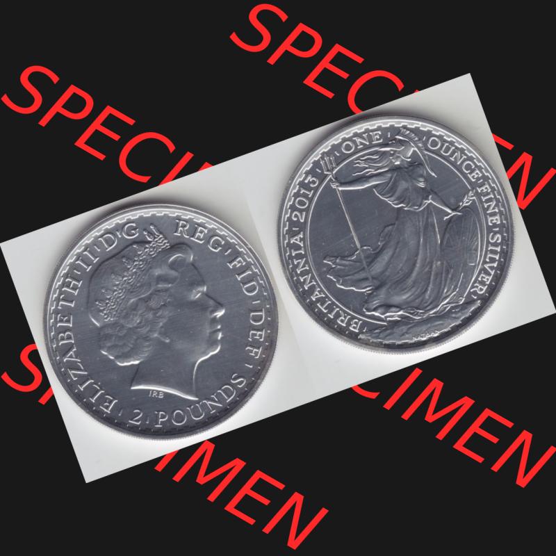 Münzen Großbritannien Silbermünze 2013-2013, 2 Pfund - Pounds Britannia Silber-Münze. Vorderseite und Rückseite horizontal auf einen digitalen Bild der alten britischen... Sammlung