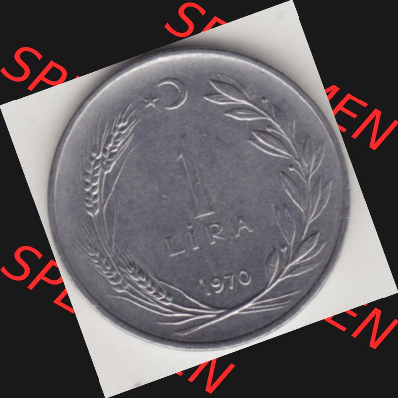 Münzen Türkei Umlaufmünze 1967-1980, 1 Lira 1970. Rückseite der Münze der Türkei als Bildmaterial für Sammler und Münzen-Webseiten hier im online Katalog... Sammlung