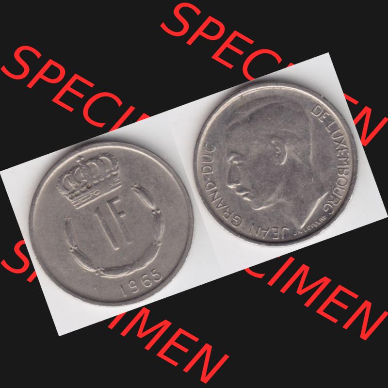 Münzen Luxemburg Umlaufmünze 1965-1984, 1 F, Franc, Franken 1965, Bild mit Vollansicht Sammlung