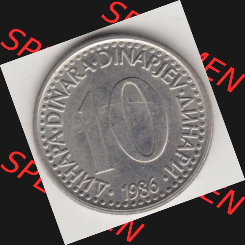 Münzen Jugoslawien Umlaufmünze 1982-1988, 10 Dinar 1986, Bild mit Rückseite der Münze als Bildmaterial Sammlung