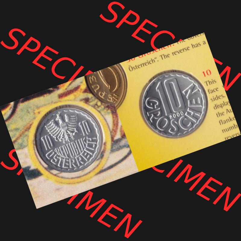 Münzen Österreich Umlaufmünze 1951-2001, 10 Groschen 2000, Münze aus Österreich mit Münzseiten Horizontal / Nebeneinander auf einen Bild für Mobile-Geräte... Sammlung