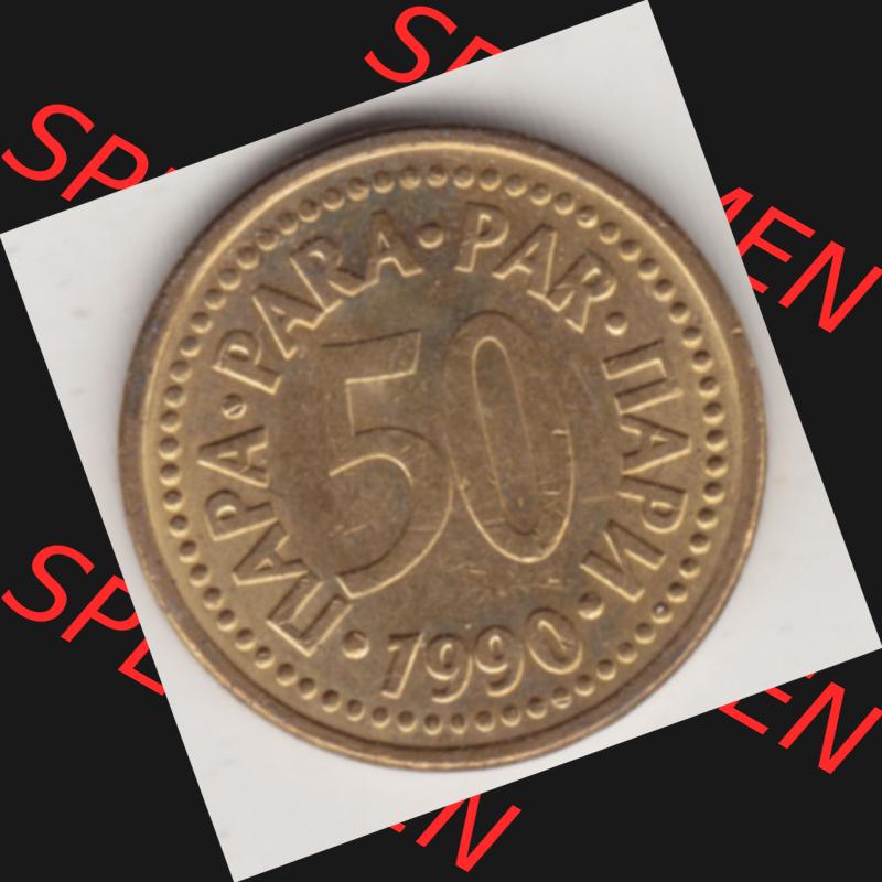 Münzen Jugoslawien Umlaufmünze 1990-1991, 50 Para 1990, Bild mit Rückseite der Münze als Bildmaterial Sammlung