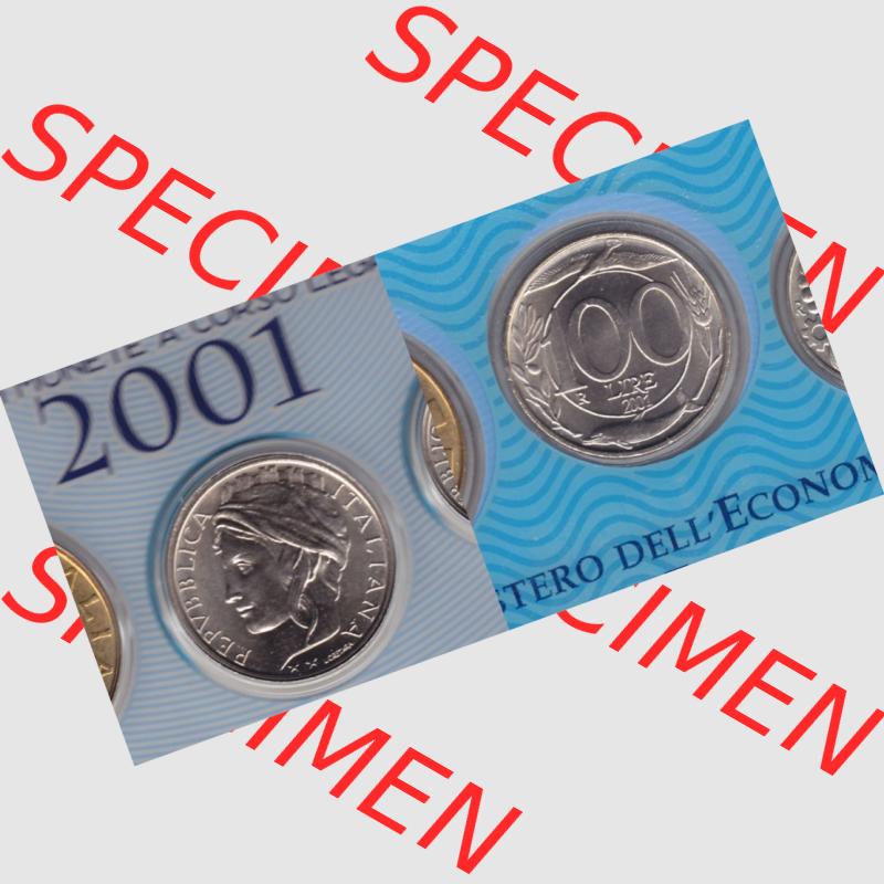 Münzen Italien Umlaufmünze 1993-2001, 100 Lira-Lire Vor Euro 2001. Vorderseite und Rückseite horizontal auf einen digitalen Bild der alten italienischen Münze aus Italien... Sammlung