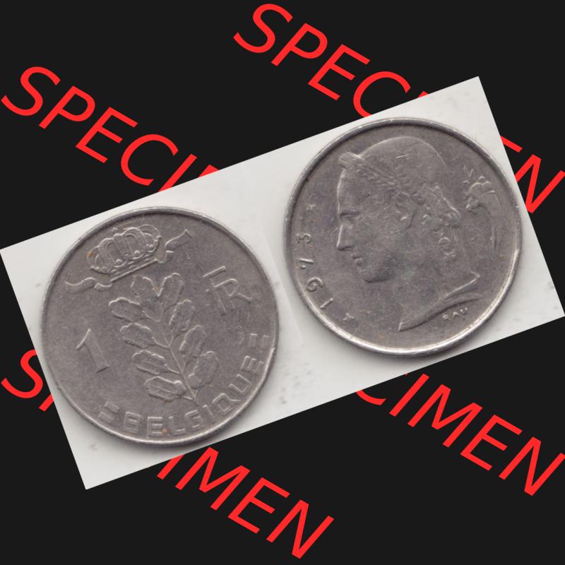 Münzen Belgien Umlaufmünze 1950-1988, 1 Francs-Franken 1973 Belgique. Vorderseite und Rückseite horizontal auf einen digitalen Bild der alten belgischen Francs Umlaufmünze... Sammlung