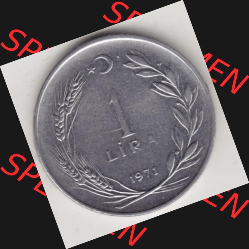 Münzen Türkei Umlaufmünze 1967-1980, 1 Lira 1971. Rückseite der Münze der Türkei als Bildmaterial für Sammler und Münzen-Webseiten hier im online Katalog... Sammlung