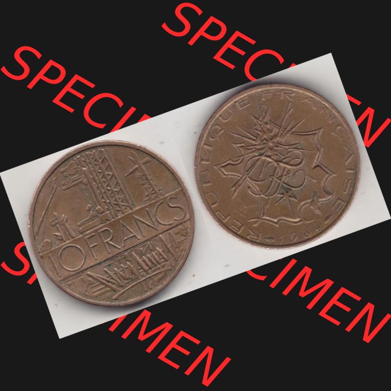 Münze Frankreich 1974-1987, 10 Franken-Francs 1984, Bild mit Vollansicht zum Download Sammlung
