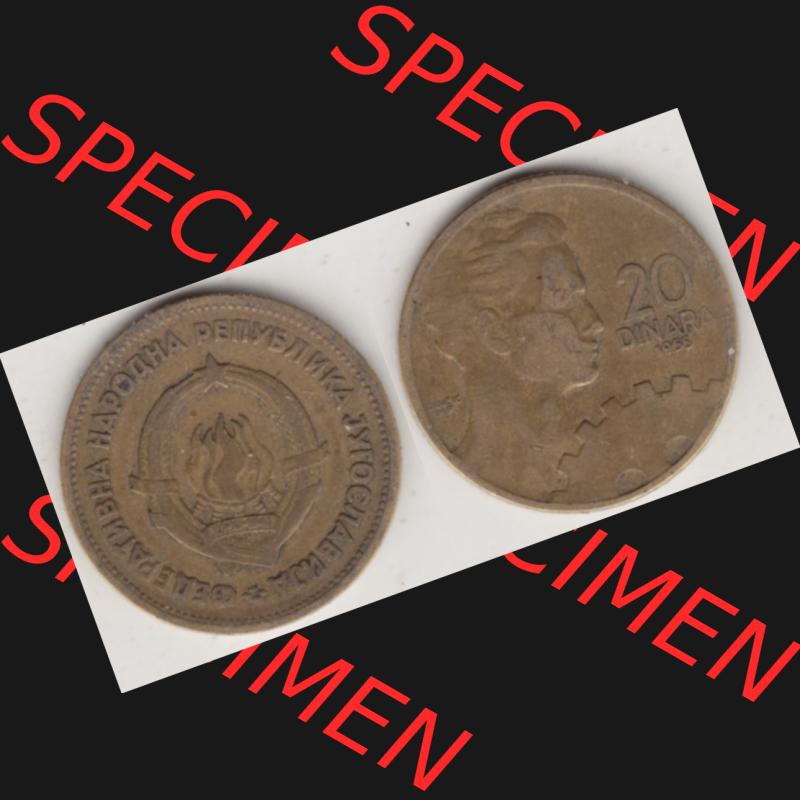 Münzen Jugoslawien Umlaufmünze 1955-1955, 20 Dinar, 1955, Bild mit Vollansicht zum Download Sammlung