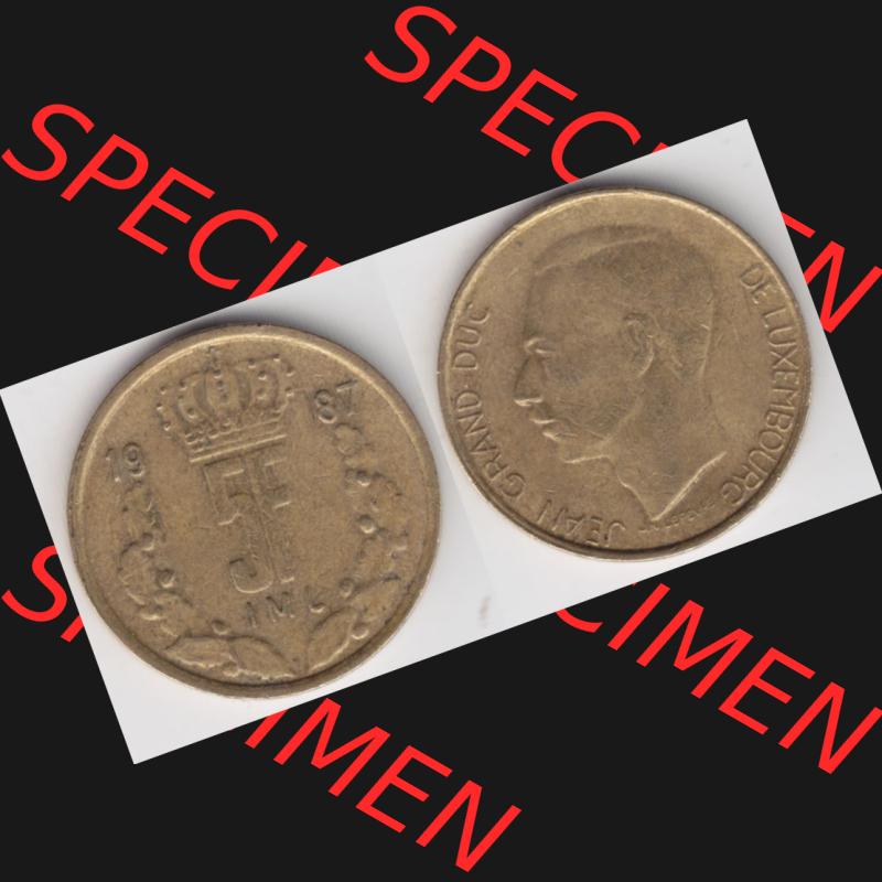 Münzen Luxemburg Umlaufmünze 1986-1988, 5 F, Francs, Franken 1987, Bild mit Vollansicht Sammlung