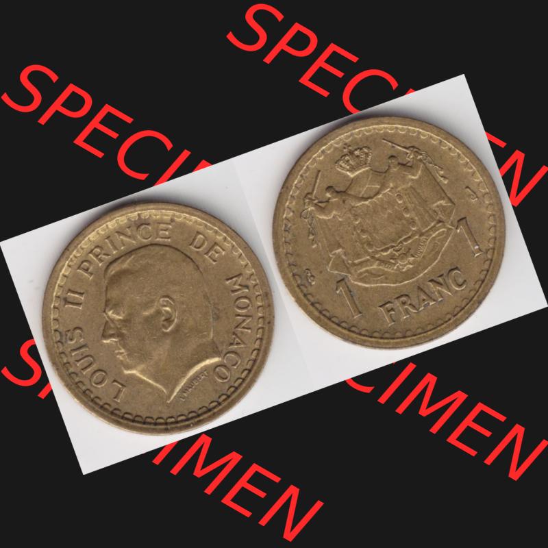 Münzen Monaco Umlaufmünze 1945-1945, 1 Fr, Franc, Franken, Louis II Prince de Monaco (3) Sammlung