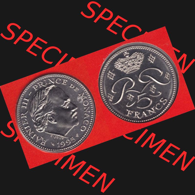 Münzen Monaco Umlaufmünze 1971-1995, 5 Francs 1995 (3) Sammlung