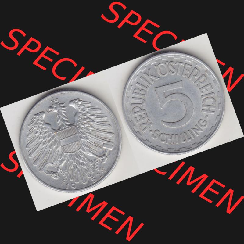 Münzen Österreich Umlaufmünze 1952-1957, 5 Schilling 1952 I., Münze aus Österreich mit Münzseiten Horizontal / Nebeneinander auf einen Bild für... Sammlung
