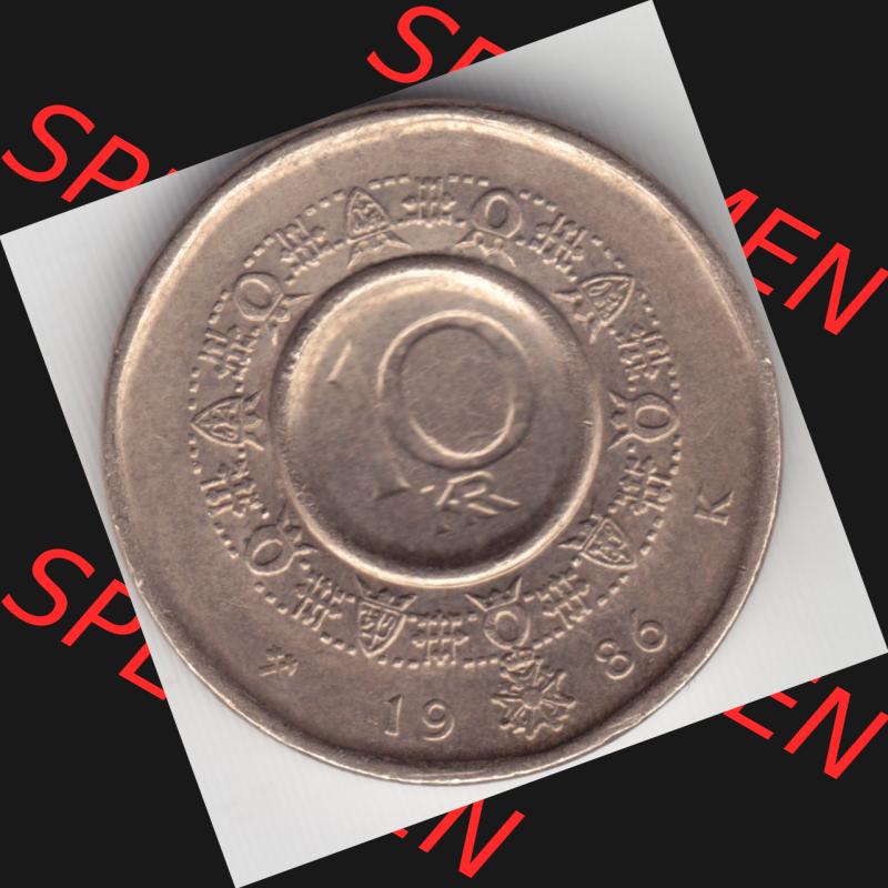 Münzen Norwegen Umlaufmünze 1983-1991, 10 Kronen 1986, Bild mit Rückseite der norwegischen Münze als Bildmaterial, des Bildes zur deiner Nutzung Sammlung