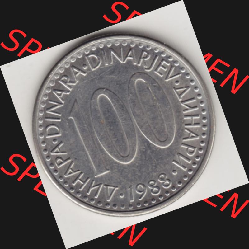 Münzen Jugoslawien Umlaufmünze 1985-1988, 100 Dinar 1988, Bild mit Rückseite der Münze als Bildmaterial Sammlung