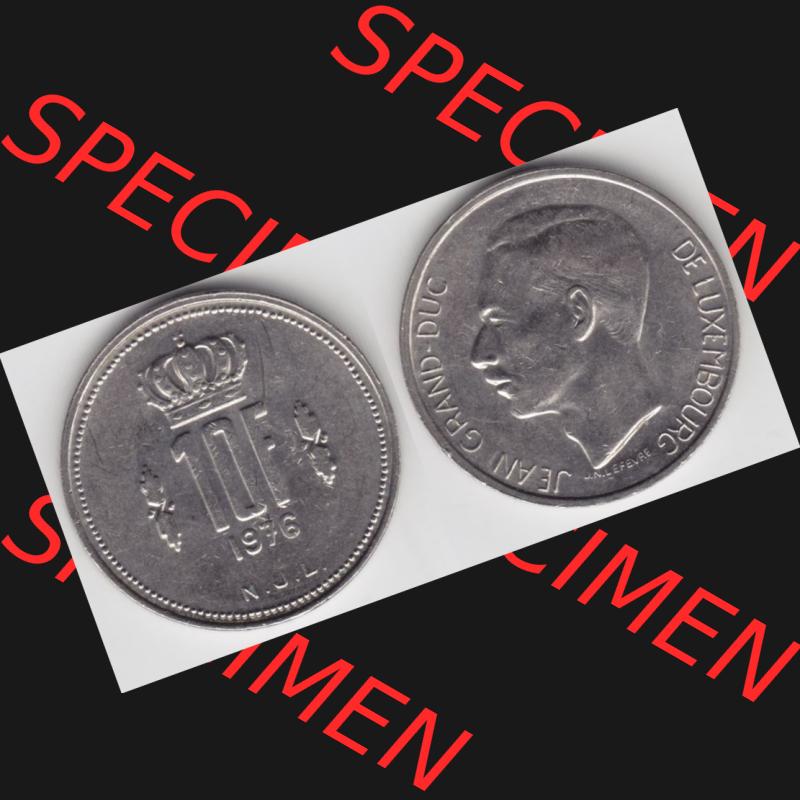 Münzen Luxemburg Umlaufmünze 1971-1980, 10 F, Francs, Franken 1976, Bild mit Vollansicht Sammlung